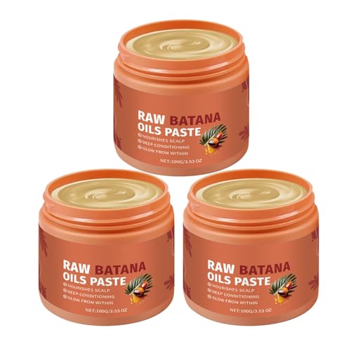 Rohe Batana-ölpaste 100 G, Batana-öl for Haarwachstum, Feuchtigkeitsspendendes Haarwuchsöl for Männer Und Frauen, Stärkerer Und Gesünderer Haarglanz, Beugt Haarausfall Vor, Repariert Krause(3pcs) von Aosrioylt