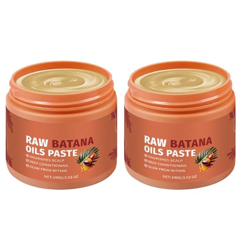 Rohe Batana-ölpaste 100 G, Batana-öl for Haarwachstum, Feuchtigkeitsspendendes Haarwuchsöl for Männer Und Frauen, Stärkerer Und Gesünderer Haarglanz, Beugt Haarausfall Vor, Repariert Krause(2pcs) von Aosrioylt