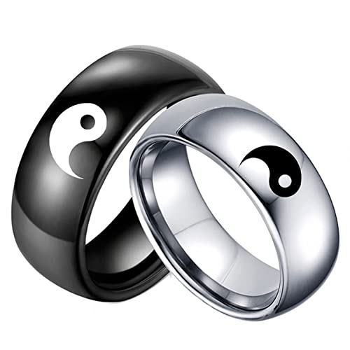 Aotiwe Ringe Partnerringe Paarpreis, Matching Rings Couples Yin und Yang Ringe Schmuck Ringe Edelstahl Damen 57 (18.1) & Herren 60 (19.1) von Aotiwe