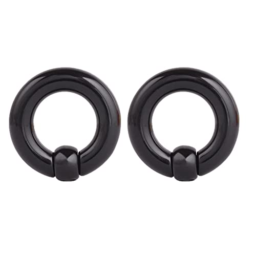 Aotiwe 2 Stück Tunnel Männer 10mm, Ear Piercing Ring Reifen mit Ball Schwarz 00G aus Acryl Witzige Geschenke für Männer von Aotiwe