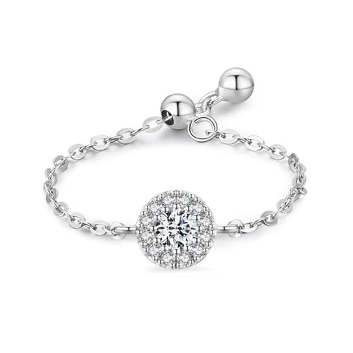 Aotiwe 925 Silber Ringe, Verlobungsringe Silber Solitaire Verstellbare Kette Größe Verstellbar von Aotiwe