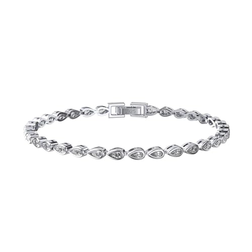 Aotiwe Armbänder Damen Boho, 925 Silber Armband Träne Damen Armband Silber mit Weiß Zirkonia 18cm von Aotiwe