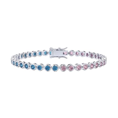 Aotiwe Armbänder Damen Freundschaft, Frauen Armband Tenniskette Armbänder Silber mit Blau Rosa Rundschliff Zirkonia 925 Silber 16.5cm von Aotiwe