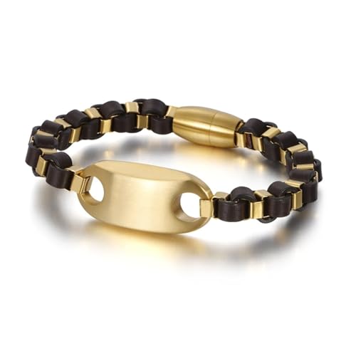 Aotiwe Armbänder Set, Gold Bracelet Weben Armband Set Pu Leder 21cm Witzige Geschenke für Männer von Aotiwe