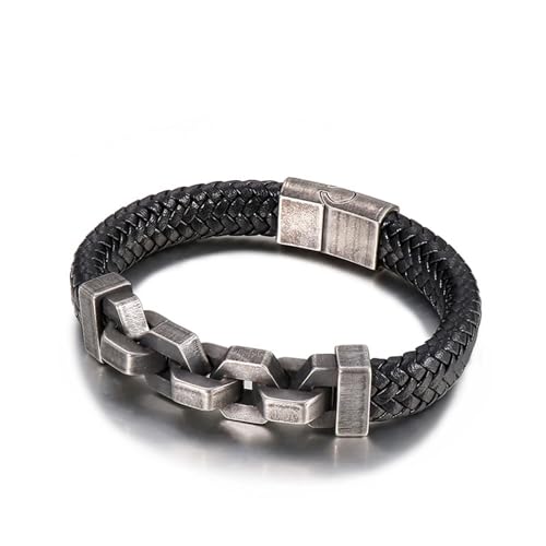 Aotiwe Armbänder für Herren Dünn, Armbänder für Herren Set Geflochtene Kette Schwarz Zartes Armband Pu Leder 21.5cm von Aotiwe