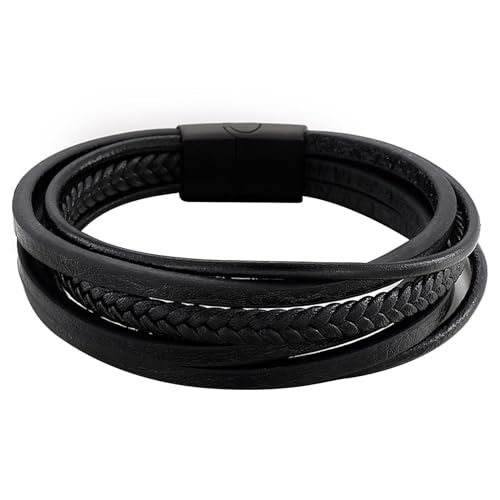 Aotiwe Armbänder für Herren Leder, Armband Herren Schwarz Modisches Geflochtenes Armband Armbänder Männer 22cm von Aotiwe