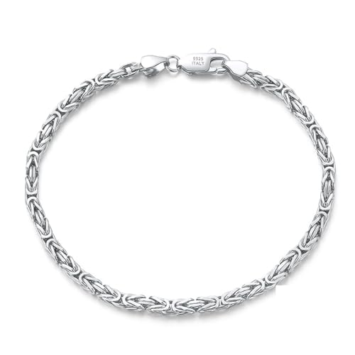 Aotiwe Armband Damen, Armband Damen 925Er Silber Byzantinische Kette Armband Damen Freundschaft Silber 21.5cm von Aotiwe