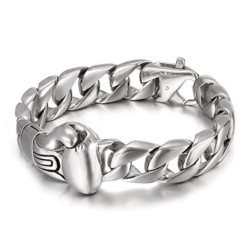 Aotiwe Armband Edelstahl Männer, Schmuck Herren Boxhandschuhe Kubanische Kette Silber 220 X 15 mm für Jubiläum von Aotiwe