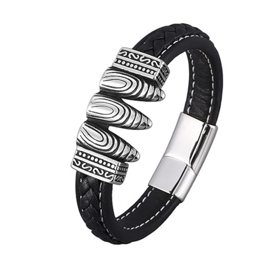 Aotiwe Armband Freundschaft, Männer Armband Silber 3 Kugel Lederarmreif Schwarz Armreif Männer Pu Leder 18.5cm von Aotiwe