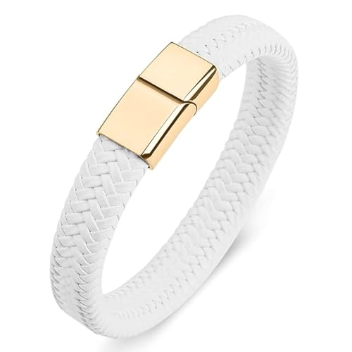 Aotiwe Armband Herren Leder, Armreif Weiß Geometrischer Typ Armband Männer 16.5cm Geschenk 18. Geburtstag Junge von Aotiwe