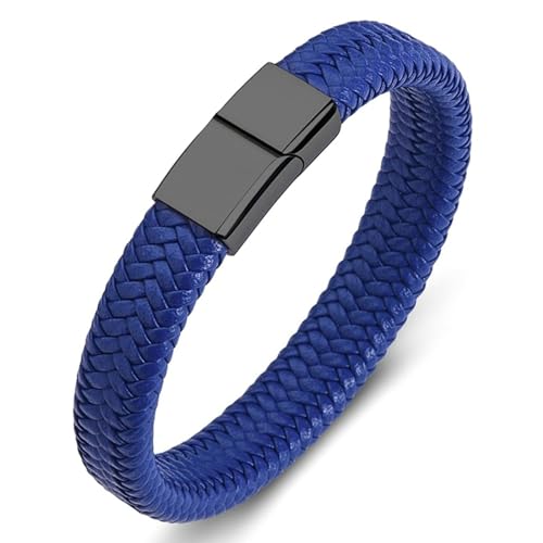 Aotiwe Armband Herren Lederband, Armband Herren Geflochten Geometrischer Typ Blau Bracelet Herren 18.5cm von Aotiwe