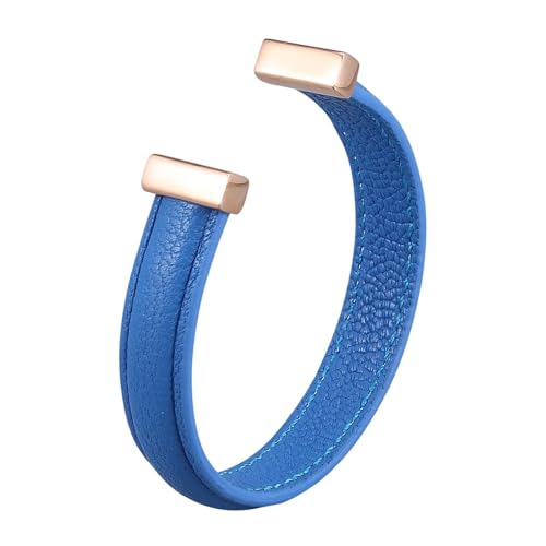 Aotiwe Armband Mann Dünn, Armband Herren Blau Offener Lederarmreif im Schlichten Stil Herren Armband Kette Pu Leder von Aotiwe