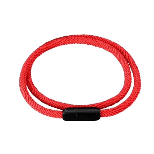 Aotiwe Armband Mann Dünn, Armband Herren Geflochten Doppelt Geflochtenes Seilarmband Schwarz Rot Armbänder Herren Pu Leder 20.5cm von Aotiwe