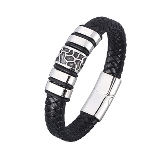 Aotiwe Armband Mann Dünn, Armreif Vintage Schlichtes Armband aus Geflochtenem Lederband Silber Armbänder für Herren Dünn Pu Leder 18.5cm von Aotiwe