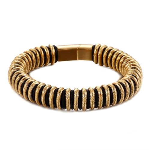 Aotiwe Armband Mann Dünn, Männer Armband Gold Elegant Armbänder für Männer Pu Leder 21cm von Aotiwe