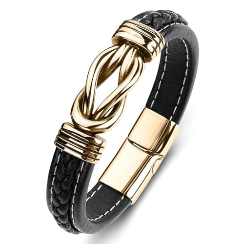 Aotiwe Armband Mann Dünn, Süße Armbänder U Form Gold Schwarz Armreif Männer Pu Leder 20cm von Aotiwe