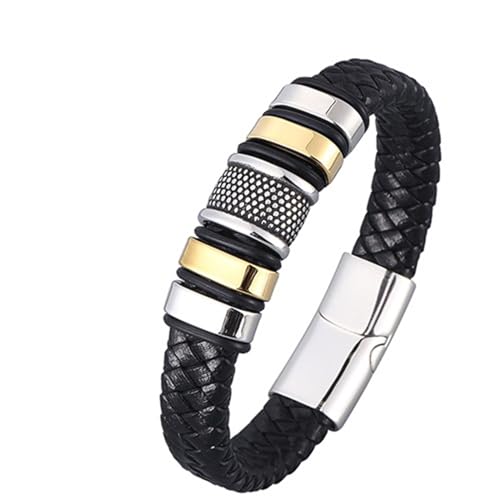 Aotiwe Armband Set Leder, Friendship Bracelet Kit Silber Gold Geflochtene Kordel Im Schlichten Stil aus Stahl 16.5cm von Aotiwe
