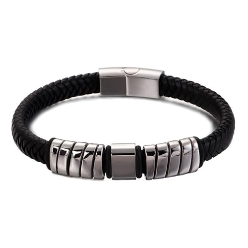 Aotiwe Armband für Männer, Herren Armbänder Dünn Glänzend Silber Armband Herren Geflochten Pu Leder 21cm von Aotiwe