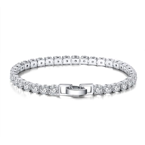 Aotiwe Armkettchen Frauen, Damen Armband Tenniskette Bracelet Vintage Silber mit Weiß Rundschliff Zirkonia 925 Silber 18cm von Aotiwe