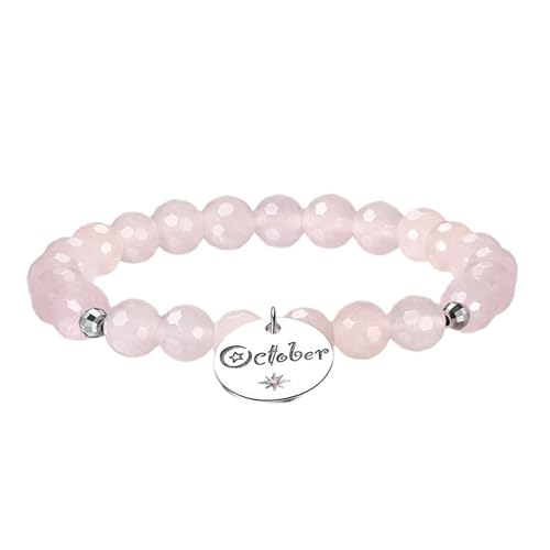 Aotiwe Armkette Damen Set, Armbänder Damen Echt Silber Verstellbare Kette mit Oktober Geburtsstein Armkettchen Frauen Rosa mit Rosa Rundschliff Zirkonia von Aotiwe