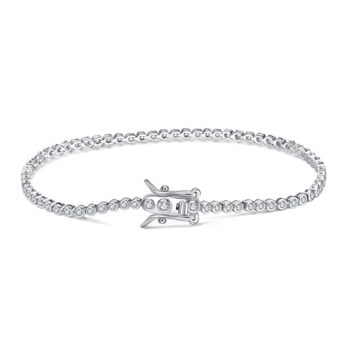 Aotiwe Armkette Damen Silber, Armband 925 Silber Damen Tenniskette Armbänder Set 1.5mm 19cm mit Weiß Rundschliff Zirkonia von Aotiwe