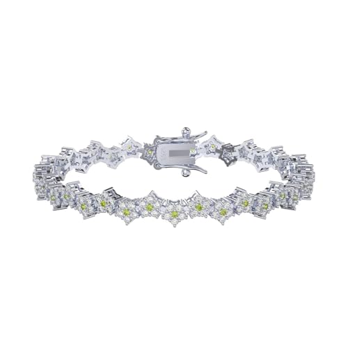 Aotiwe Armreif Damen Silber, Frauen Armband Blume Armband für Damen mit Weiß Oliv Rundschliff Zirkonia 925 Silber 16.5cm von Aotiwe