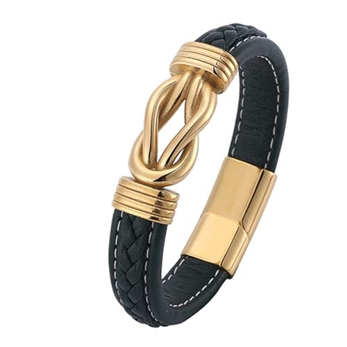 Aotiwe Armreif Herren, Armband Herren Vergoldet Armreif aus Leder mit Quadratischem Knoten Grün Armband Freundschaft Pu Leder 16.5cm von Aotiwe