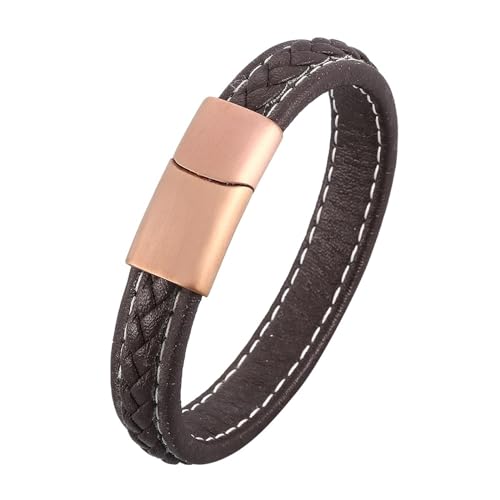 Aotiwe Armreif Herren, Süße Armbänder Schlichter Lederarmreif Bronze Armbänder für Herren Set Pu Leder 20.5cm von Aotiwe