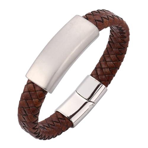 Aotiwe Armreif Männer, Armbänder für Männer Schlichtes Armband aus Geflochtenem Lederband Braun Armbänder Set Pu Leder 18.5cm von Aotiwe