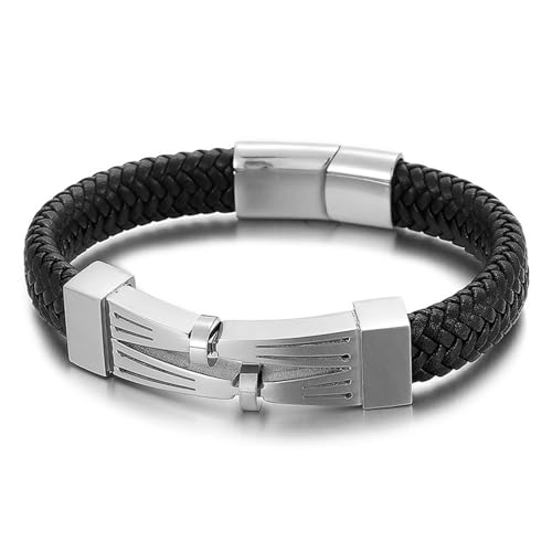 Aotiwe Bracelet Herren, Armreif Silber Männer Elegant Armband Mann Dünn Pu Leder 21.5cm von Aotiwe