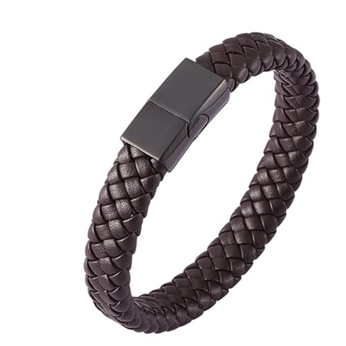 Aotiwe Bracelet Men, Armband Schwarz Schlichtes Armband aus Geflochtenem Lederband Braun Armband Männer Pu Leder 20.5cm von Aotiwe