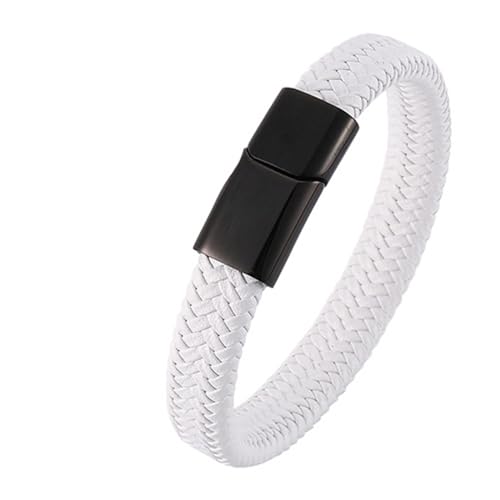 Aotiwe Bracelet Men Leather, Armbänder Charms Set Schwarz Weiß Geflochtene Kordel Im Schlichten Stil aus Stahl 16.5cm Aotiwe Bracelet Men Leather, Armbänder Charms Set Schwarz Weiß Geflochtene Kordel Im Schlichten Stil aus Stahl 16.5cm von Aotiwe