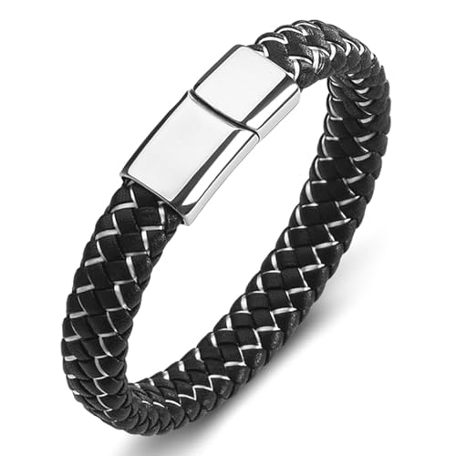 Aotiwe Bracelet Set, Uniqal Lederarmband Silber Weiß Zweifarbiges Gewebe aus Stahl 18.5cm Aotiwe Bracelet Set, Uniqal Lederarmband Silber Weiß Zweifarbiges Gewebe aus Stahl 18.5cm von Aotiwe