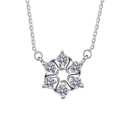 Aotiwe Collier Damen Hochzeit, Pendant Necklace Geflochten mit Rundem Zirkonia Silber Collier Damen Set Rolokette von Aotiwe