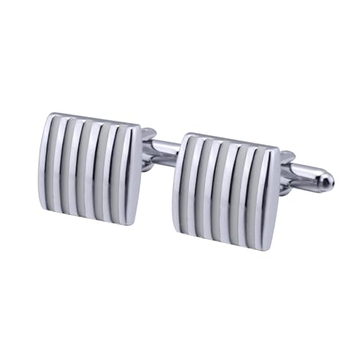 Aotiwe Cufflinks, Cufflinks Wedding Streifen Silber Weiß aus Messing Vater Geschenk von Aotiwe