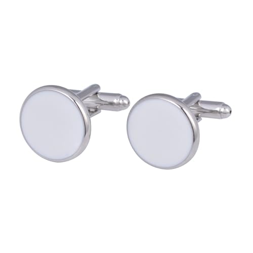 Aotiwe Cufflinks, Manschettenknöpfe Herren Edel Runden Silber Weiß Manschettenknopf aus Messing von Aotiwe