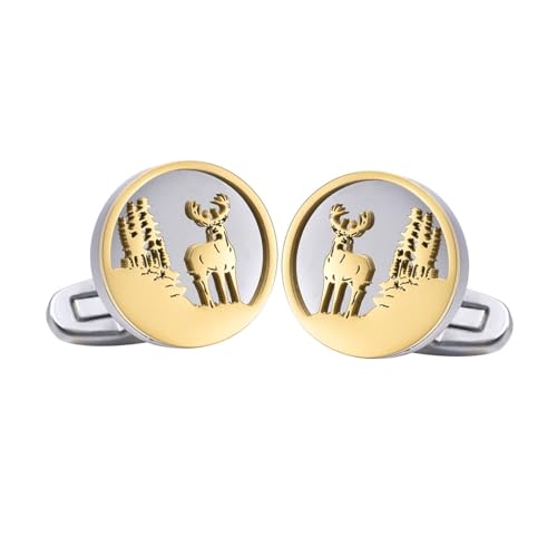 Aotiwe Cufflinks for Men, Manschettenknöpfe für Herren Edelstahl Elch Silber Gold Dankeschön Geschenke von Aotiwe