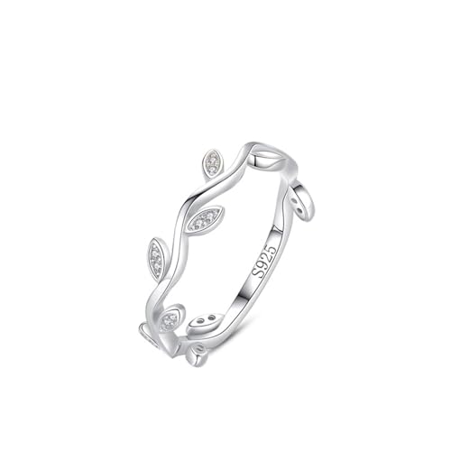 Aotiwe Cute Rings, Eheringe Silber Edelstein In Blätterfassung mit Rundschliff Weiß Zirkonia 925 Silber Größe 52 (16.6) von Aotiwe