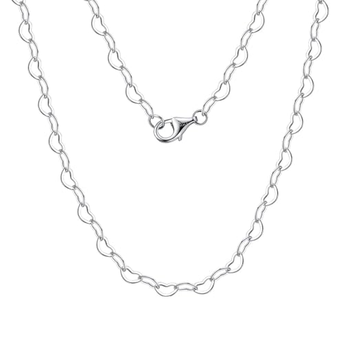 Aotiwe Damen Halskette Dünn, Freundschaftskette Aesthetic Herzförmige Kette 2,8 mm Freundschaftskette Cool Silber 40cm 925 Silber von Aotiwe