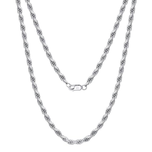 Aotiwe Damen Halskette Silber, Boho Kette Damen Seilkette 3,3 mm Halskette Frauen 45cm 925 Silber von Aotiwe