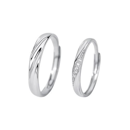 Aotiwe Damen Ringe Verstellbar, Ring Silber Damen Welle mit Rundschliff Zirkonia 925 Silber von Aotiwe