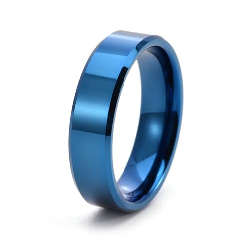 Aotiwe Damenring Kleiner Finger, Ring Schlicht Einfach Blau 6mm aus Wolfram Größe 57 (18.1) von Aotiwe
