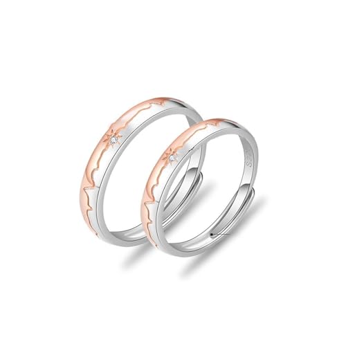 Aotiwe Damenring Offen, Ringe Frauen 925 Silber Roségold Sonne mit Rundschliff Zirkonia Verstellbar von Aotiwe