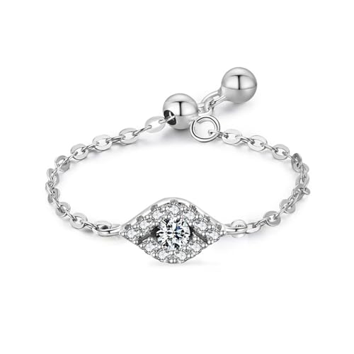Aotiwe Damenring Offen, Verlobungsring Frau Silber Augenverstellbare Kette mit Rundschliff Weiß Zirkonia 925 Silber von Aotiwe