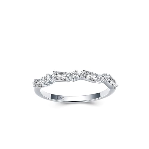 Aotiwe Eheringe 925, Ringe Frauen Vintage Silber Edelstein In Unregelmäßiger Kanalfassung mit Rechteckschliff Weiß Zirkonia Größe 49 (15.6) von Aotiwe