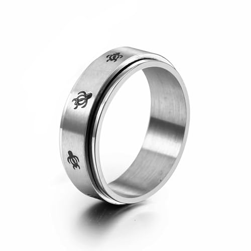 Aotiwe Eheringe Herren, Ring Edelstahl Set Spinner mit Schildkrötenmuster Silber Zarter Ring Größe 54 (17.2) von Aotiwe