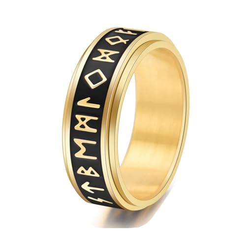 Aotiwe Eheringe In Gold, Ring Damen Zart Wikinger Text Nachtaktiv Drehbar aus Edelstahl Größe 65 (20.7) von Aotiwe