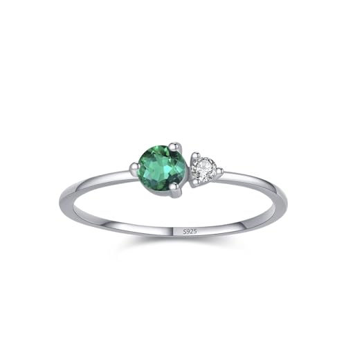 Aotiwe Eheringe In Silber, Verlobungsring Frau Kleiner Grüner Zirkon 925 Silber Größe 52 (16.6) von Aotiwe