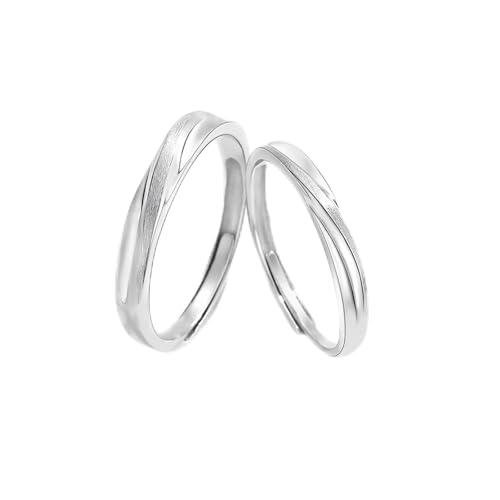 Aotiwe Eheringe Silber, Eheringe 925 Geometrischer Stil Paar Verstellbar Mutter Tochter Geschenk von Aotiwe