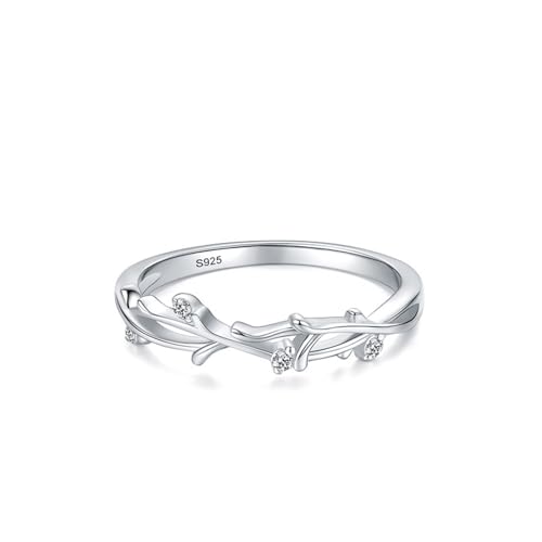 Aotiwe Eheringe Silber Schlicht, Fingerring Damen Set Edelstein In Zweigfassung mit Rundschliff Weiß Zirkonia 925 Silber Größe 54 (17.2) von Aotiwe